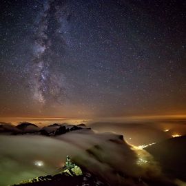 Zugspitze Nachtbild mit Sternen
